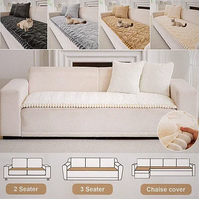 Mink Wavy Sofa Slipcover for Pets Anti-Slip Soft Sofa Couch Cover Protector Mat