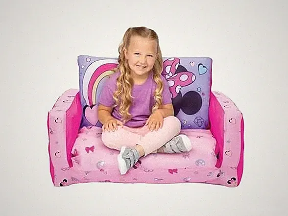 Minnie Mouse Inflatable Sofa Bed for Kids – 2-in-1 Flip Open Couch to Lounger &