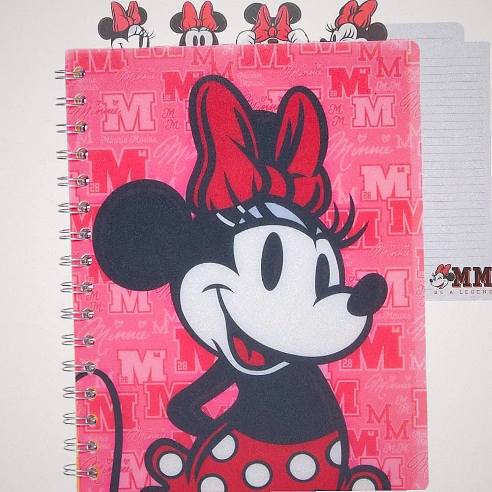 Minnie Mouse Spiral Bound Notebook 96 Pages Vinyl Cover With Section Dividers