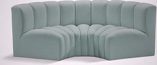 Mint Green Modular Sofa - Modern Deep Channel Tufting, 80" Wide