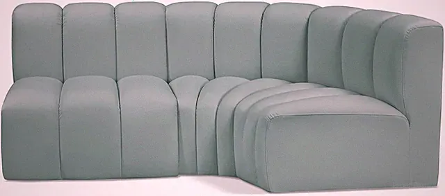 Mint Green Modular Sofa with Deep Channel Tufting - 84" Contemporary Design