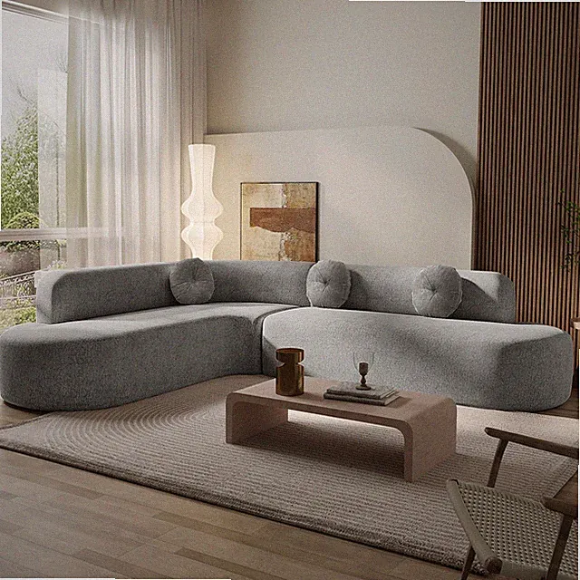 Mirod 122'' Extra Large Sectional Sofa Soft Fabric Upholstery, Elegant Curved D