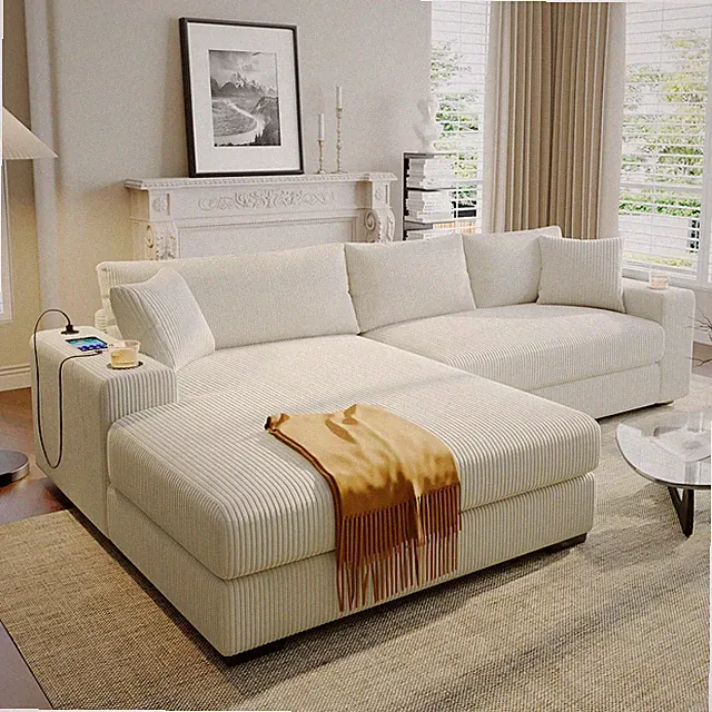 Mirod Large Sectional Sofa with Thick Cushions, and Built-in Cup Holders & Ch