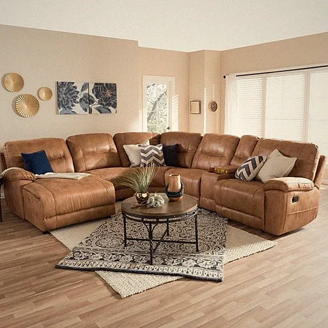 Mistral 6 Piece Reclining Sectional in Light Brown