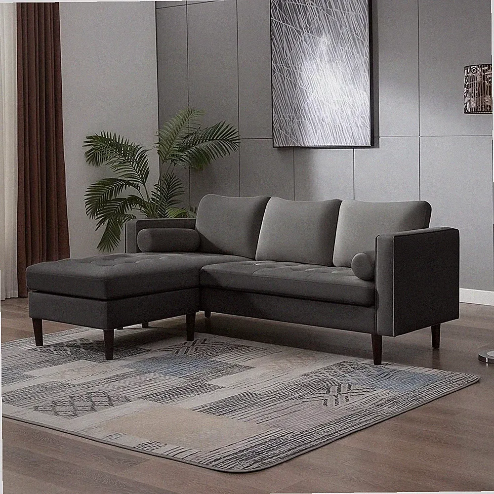 Mixoy Reversible Sectional Modern Sofa with Chaise, Futon Couch with a Backrest