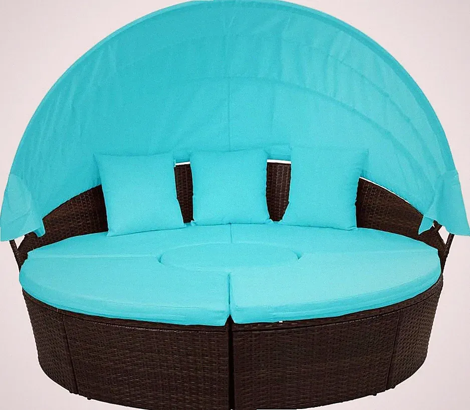 Mjcoffee round Patio Furniture Outdoor Sectional Sofa Set Rattan Daybed Sunbed S