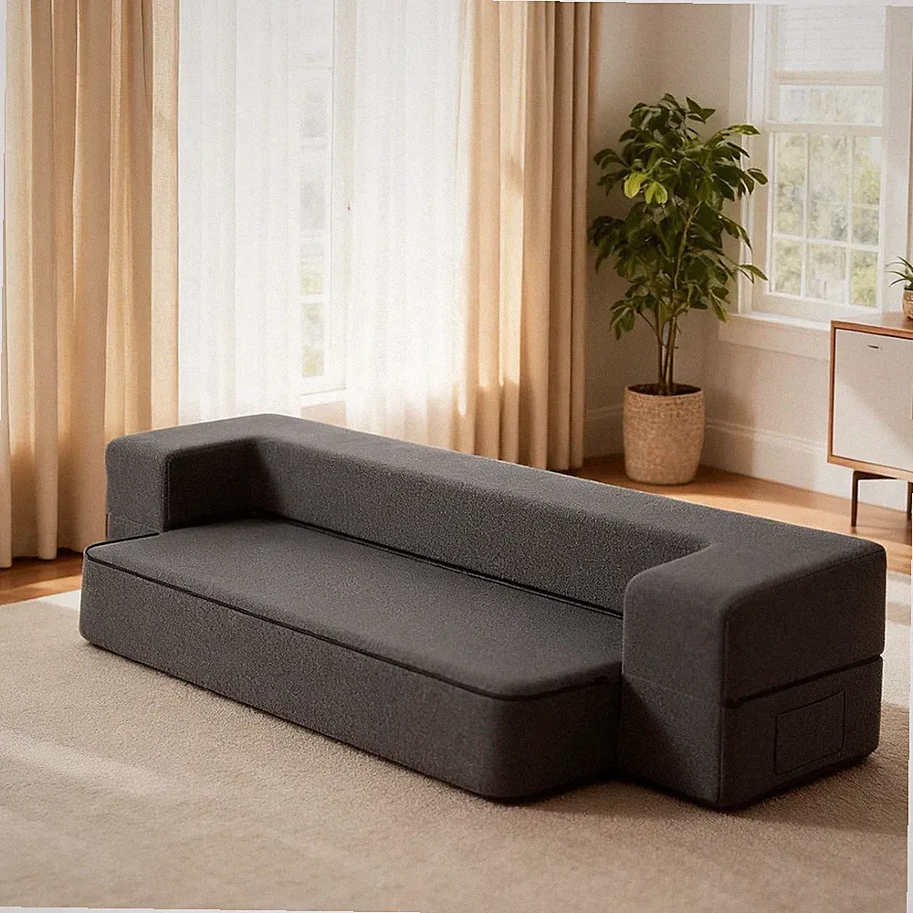 Modern 10-Inch Folding Sofa Bed with Memory Foam - Dark Grey Futon Chair