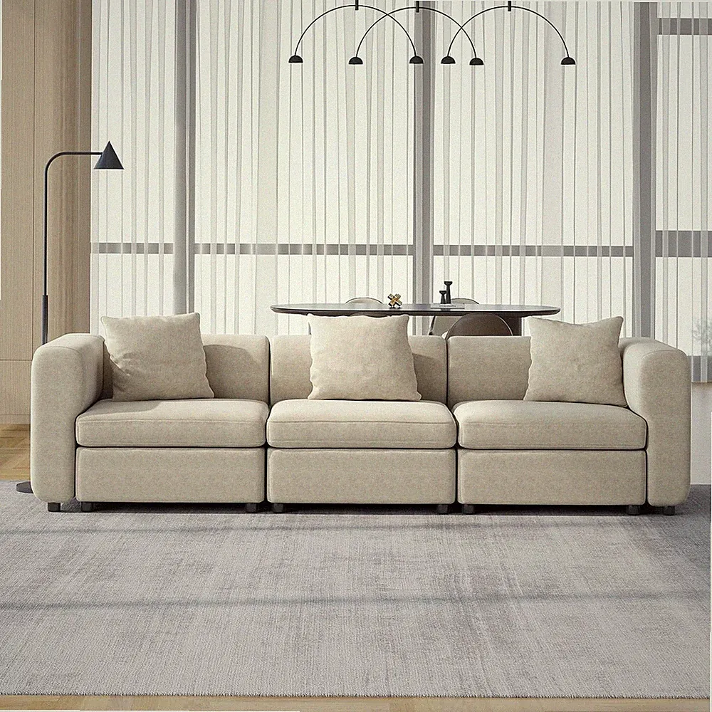 Modern 108.66" Long Oversized 3-Seat Velvet Convertible Sectional Sofa with 3 Pi