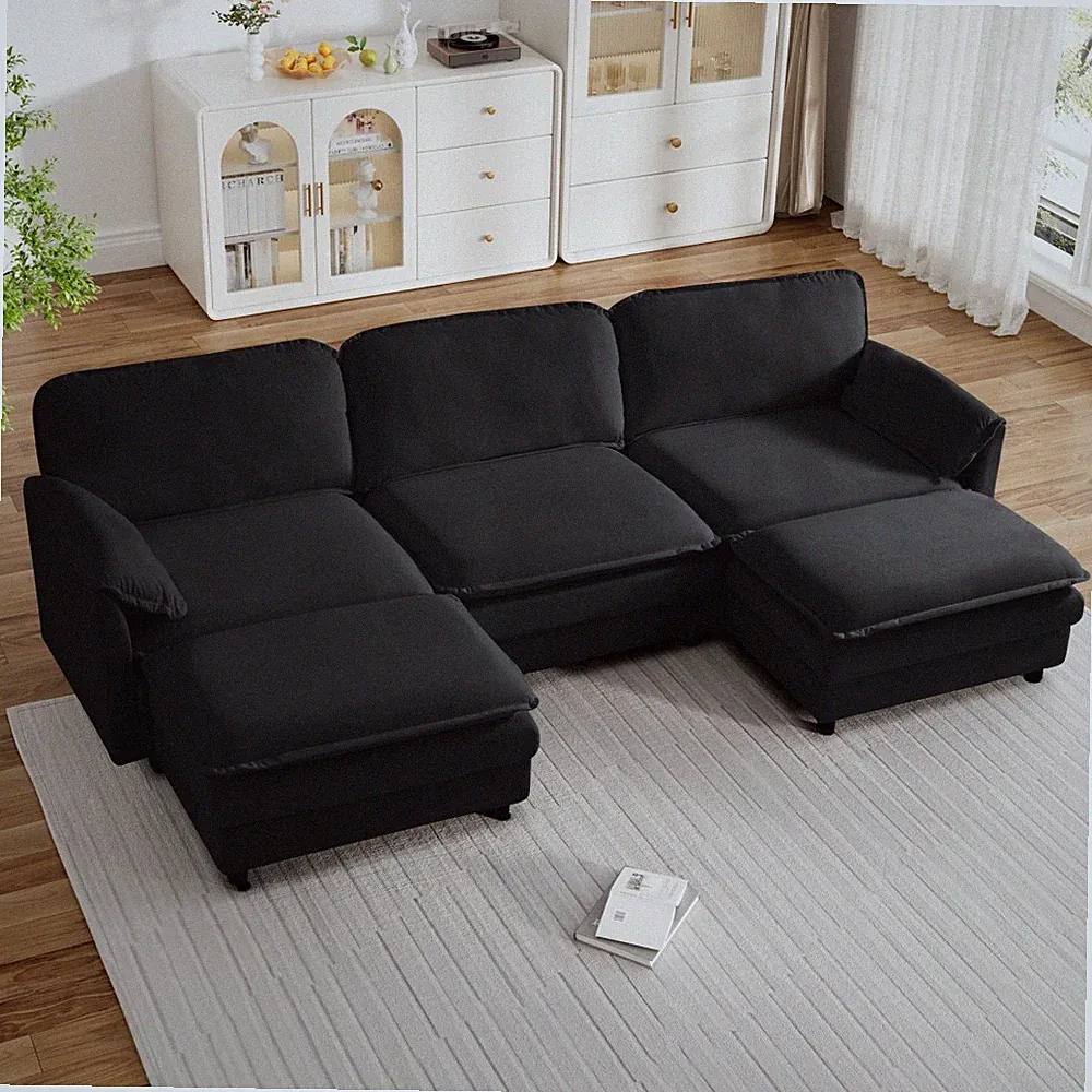 Modern 114" 5 Seater Oversized U Shaped Deep Seat Modular Sectional Sofa Couch