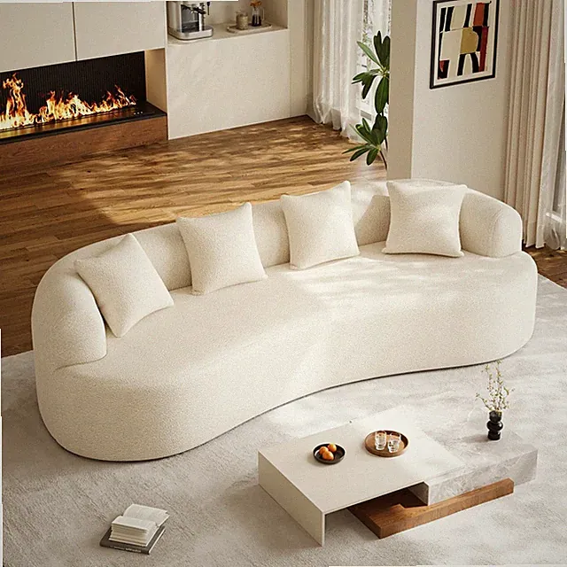 Modern 114" Oversized Curved 3-Seater Sectional Sofa w/Extra Deep & Wide Seat
