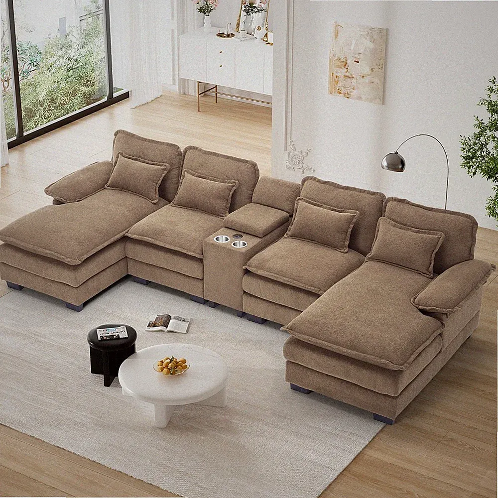 Modern 133" U Shaped Oversized Sectional Sofa Couches for Living Room Office