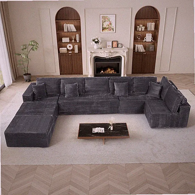 Modern 177" 8 Seater Oversized Cloud Modular Sectional Sofa for Living Room