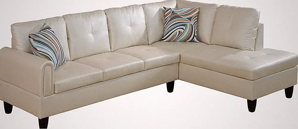 Modern 2-Piece Modular Sectional Sofa Set in Pearl White with Chaise
