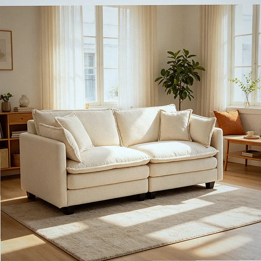 Modern 2-Seat 77.95" Sectional Sofa with Chaise Lounge & Pillows