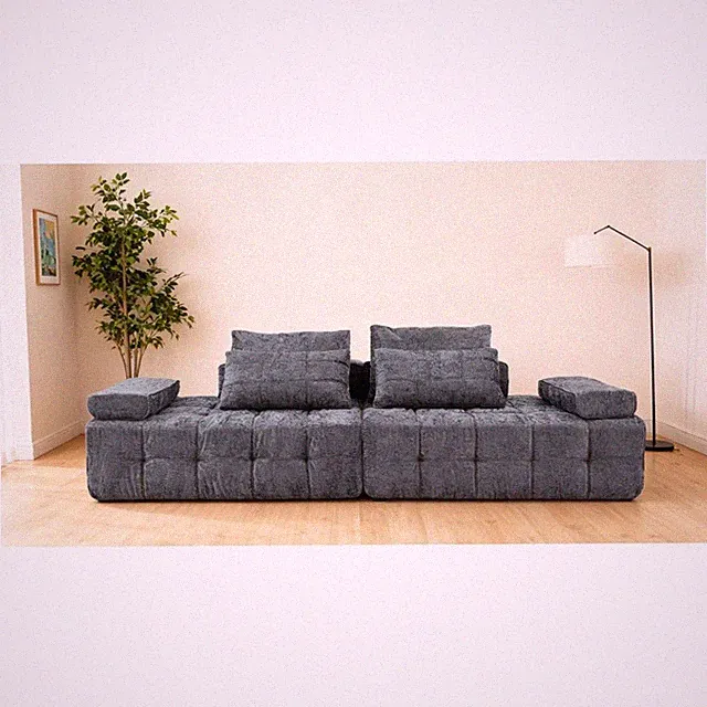 Modern 2-Seater Loveseat Sofa w/ Memory Foam Back Pillow, Easy Assembly