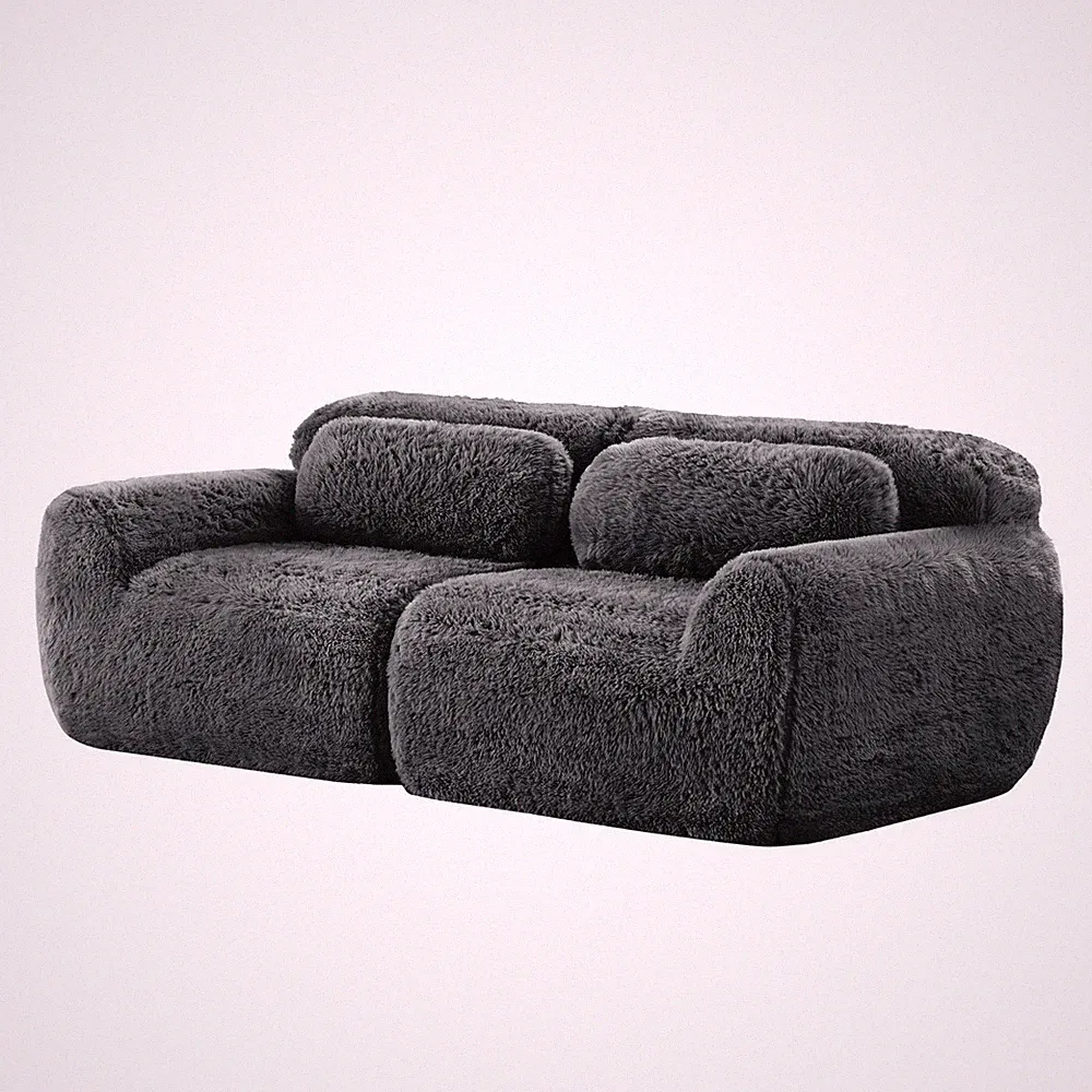 Modern 2-Seater Sectional Sofa with Plush Fabric, Non-Slip Bottom, High-Density