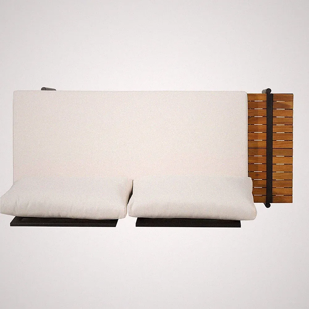 Modern 2 Seater Sofa - Left Side, Sturdy Acacia Wood, Iron Frame & Stylish