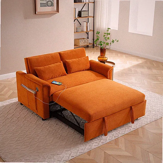 Modern 2 Seats Velvet Pull Out Sofa Bed Loveseat Convertible Sleeper Futon Couch