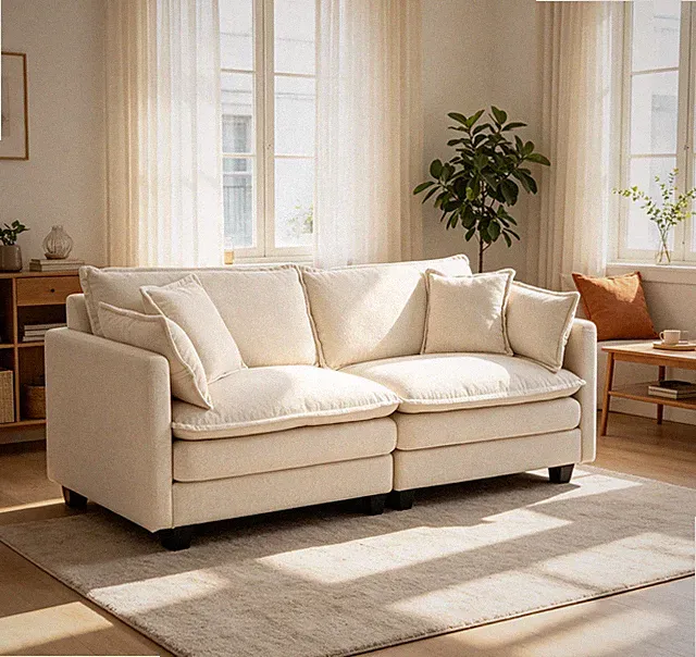 Modern 2seats 77.95"Sectional Sofa w/Waist Pillows,2-seat Upholstered Symmetric