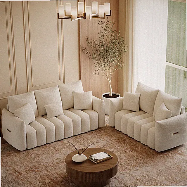 Modern 3 Piece Living Room Set 81" Sofa 56" Loveseat & Round Coffee Table
