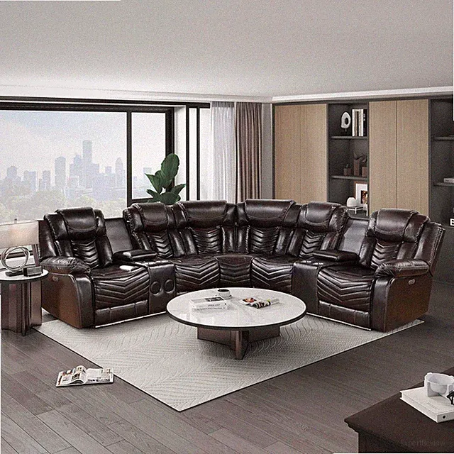 Modern 3-Piece Power Reclining Sectional Sofa with LED, Speakers & Consoles