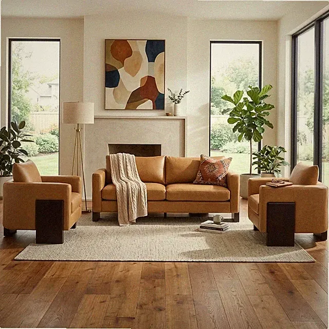 Modern 3-Piece Sofa Set, 1 Loveseat & 2 Armchairs, Oversized Comfy Cloud Sofa Co