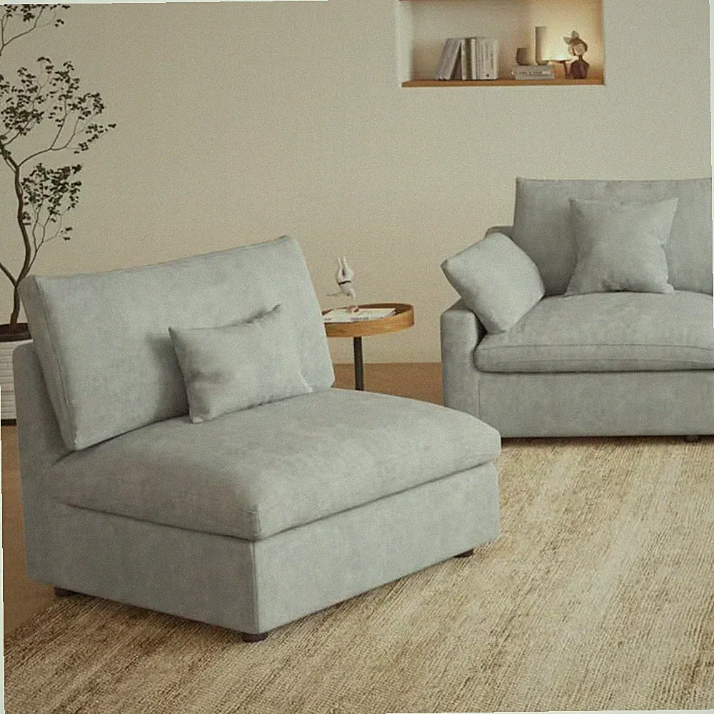 Modern 37 In. Armless Linen Upholstered Cloud Couch Sectional 1-Seat Section dow