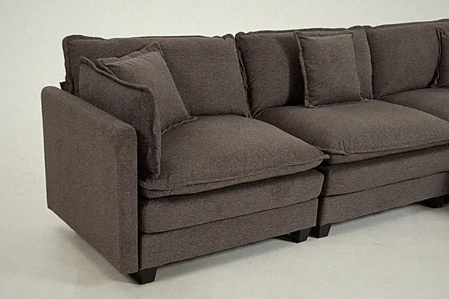 Modern 3seats with ottoman 113.77"Sectional Sofa with Waist Pillows,3-seat Uph