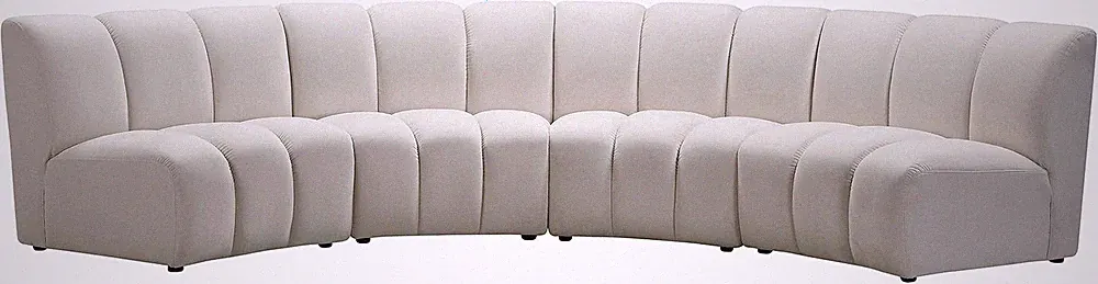 Modern 4-Pc Cream Sectional Sofa with Deep Tufting - Infinity Collection