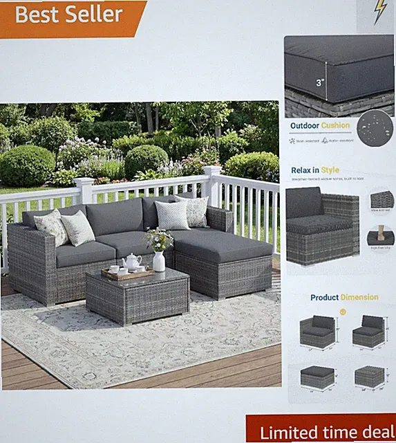 Modern 5-Piece Patio Conversation Set with All-Weather Wicker & Cushions