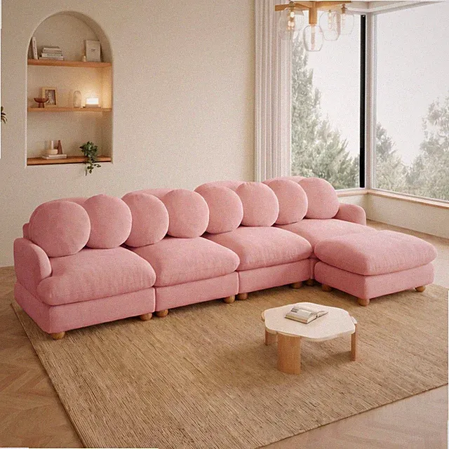 Modern 5-Seater Chenille Modular Sectional Sofa with Pillows