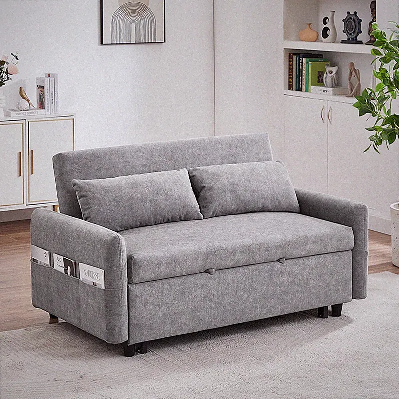 Modern 55" Microfiber Pull Out Sleep Sofa Bed 2 Seater Loveseats Sofa Couch