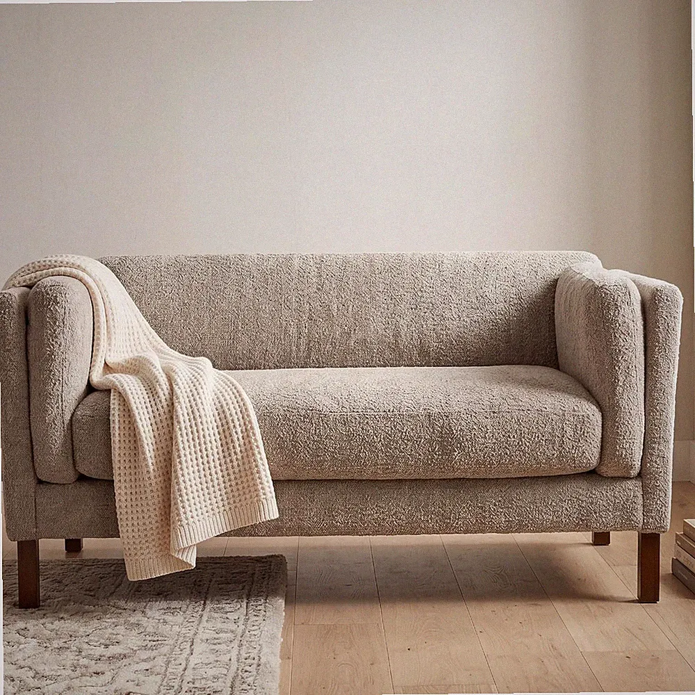 Modern 58" Cashmere Loveseat Sofa Bed with Removable Cushions, Camel