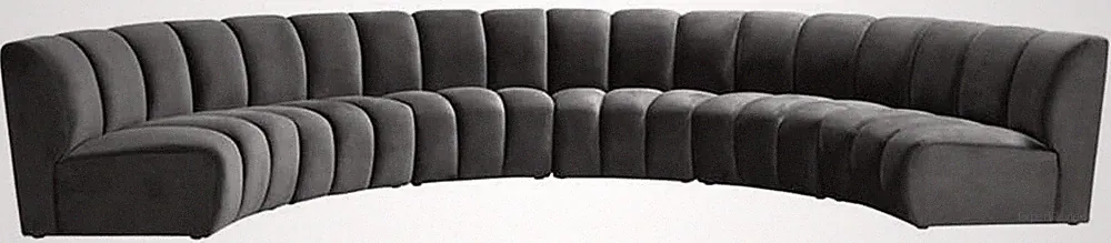 Modern 6-Pc Grey Sectional Sofa with Luxurious Deep Channel Tufting