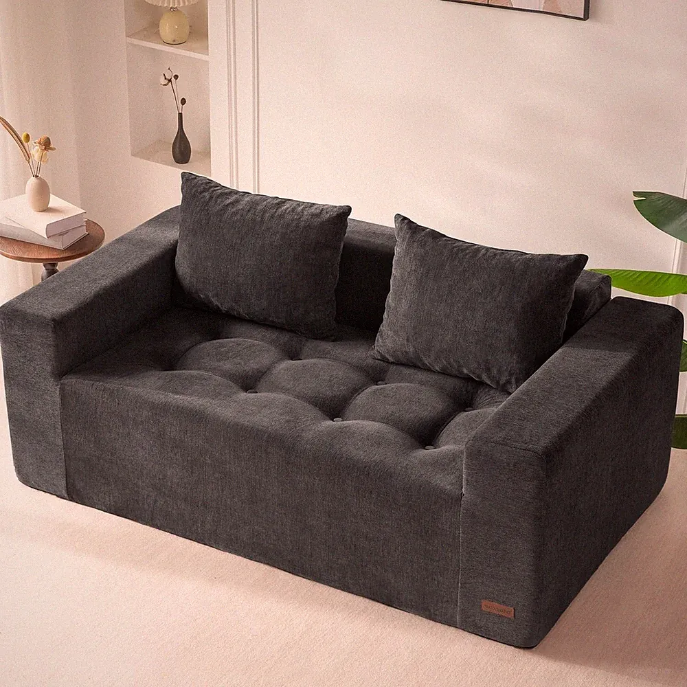 Modern 61" Chenille Loveseat with Tufted Back - Effortless Setup Living Room