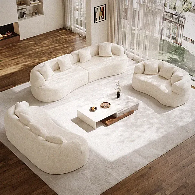 Modern 69" 107" 131" Curved Chenille Sofa Couch Cloud Oversized Living Room Sofa