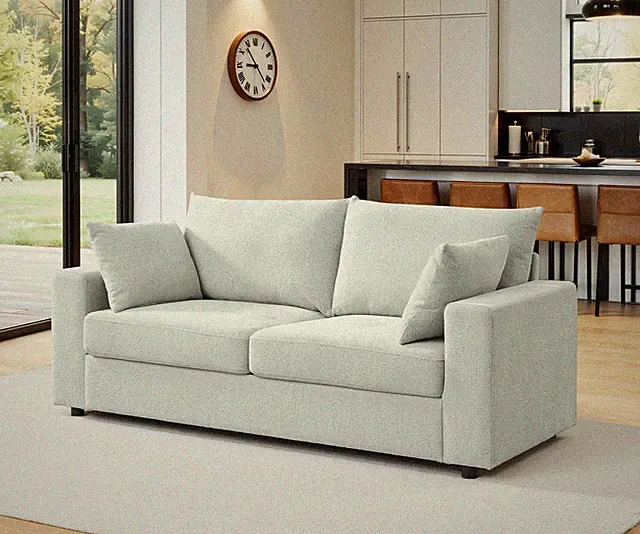 Modern 71" Upholstered Sofa with Deep Cushions & Removable Pillows