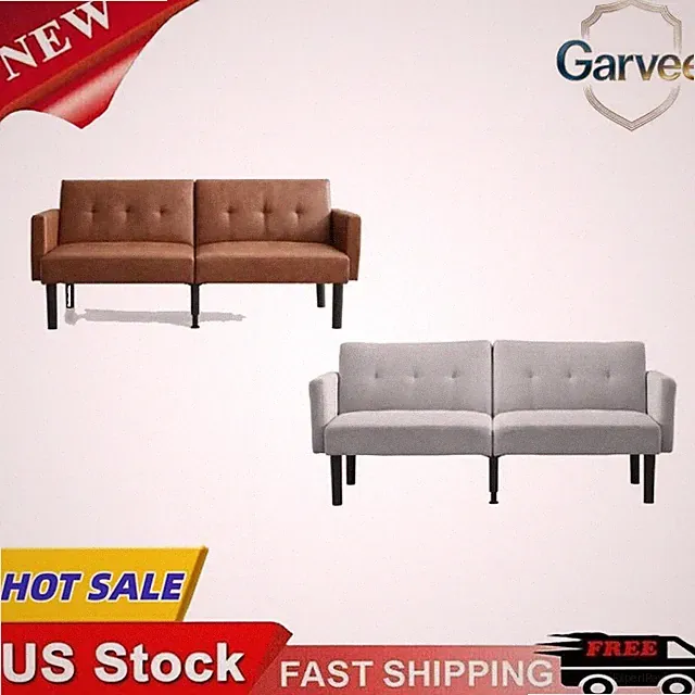 Modern 75.5" Double Sofa Bed Recliner Linen Flannel or PU Leather Choice