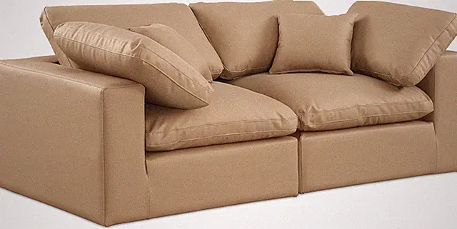 Modern 80" Tan Vegan Leather Modular Sofa - Comfy Contemporary Design