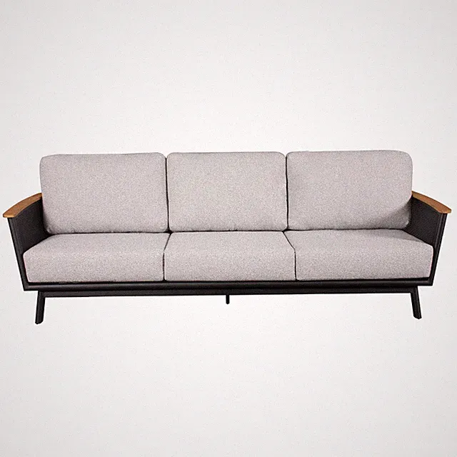 Modern Aluminum Mesh Sofa Set for Patio, Black, 103"L x 35"W x 30"H