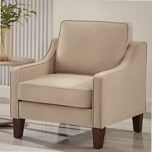 Modern Armchair, Living Room Single Seat Sofa Chair with Wooden Legs, Upholste