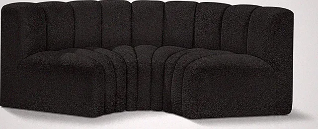 Modern Black Boucle Modular Sofa with Deep Tufting - 80" W X 37" D