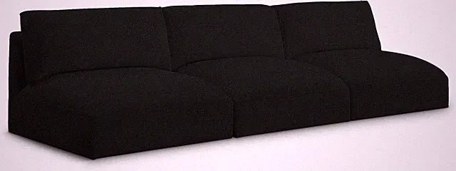 Modern Black Modular Sofa - 114" Upholstered Ease Collection