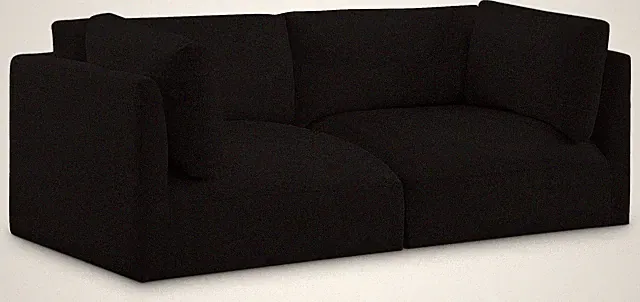 Modern Black Modular Sofa - Soft Upholstered, 76" W x 38" D x 30" H