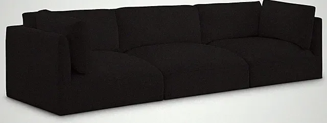 Modern Black Upholstered Modular Sofa - 114" Wide, Contemporary Design