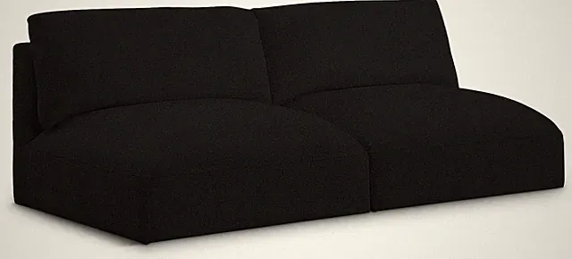 Modern Black Upholstered Modular Sofa - 76" W, Contemporary Design