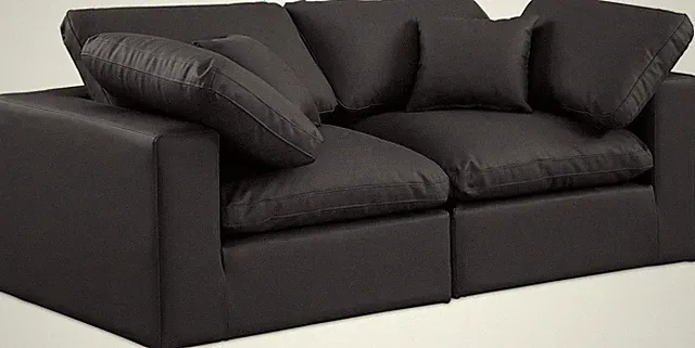 Modern Black Vegan Leather Modular Sofa - 80" Comfy Collection