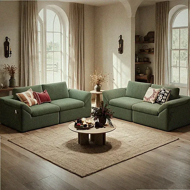 Modern Boneless Cloud Couch Set, Deep Seat Corduroy Secional Loveset Sofa Sets f