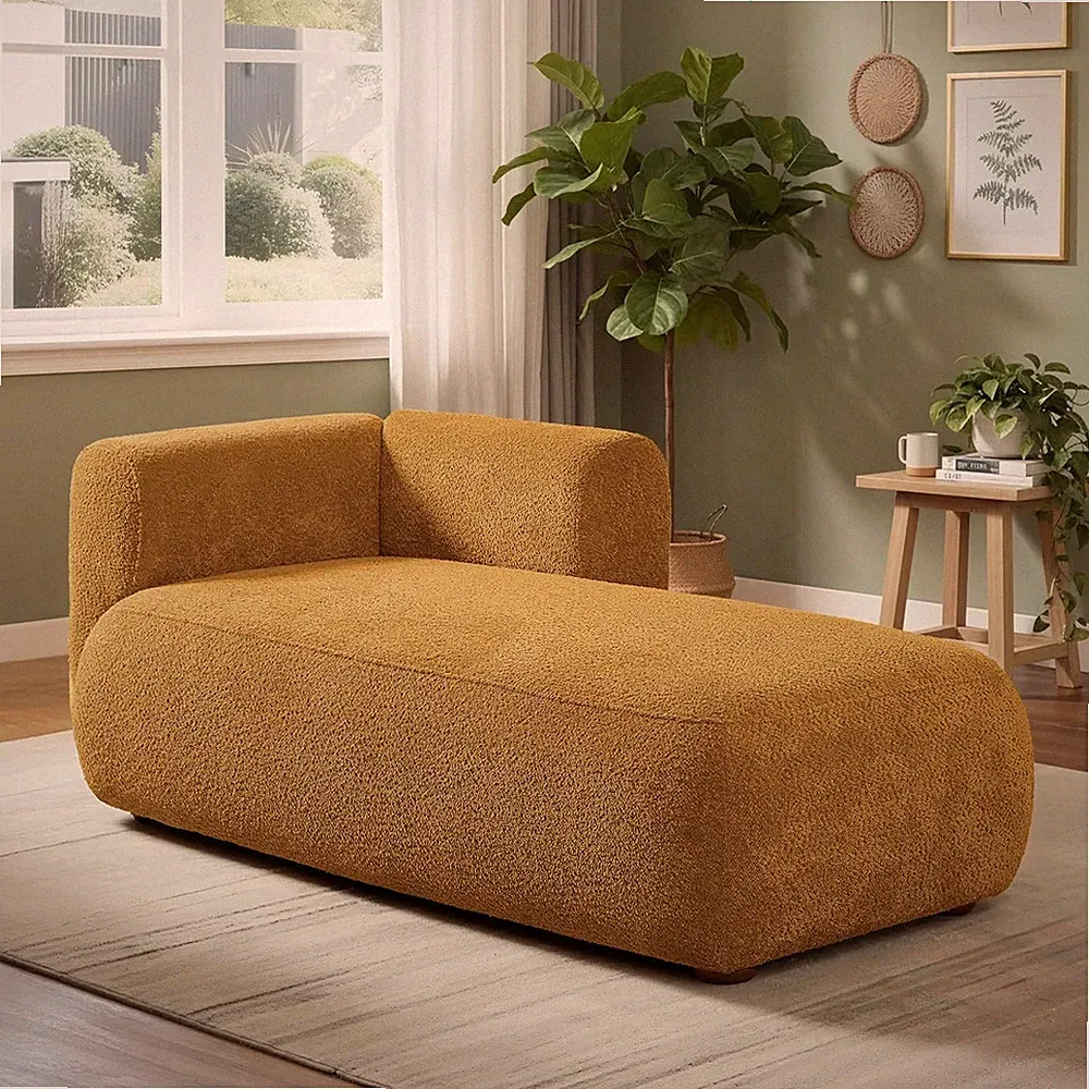 Modern Boucle Right Facing Chaise Lounge Sofa for Living Room & Bedroom