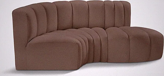 Modern Brown Vegan Leather Modular Sofa with Deep Tufting - 70" W